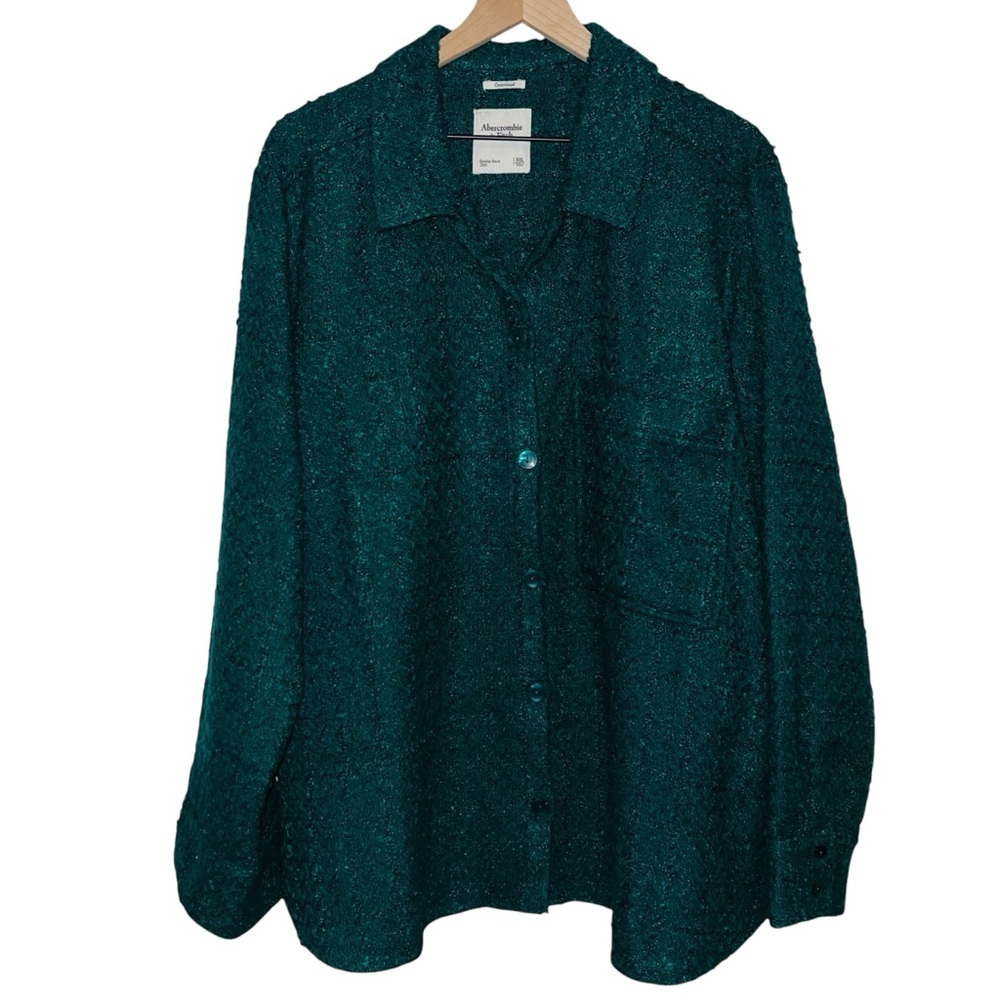 NWT Abercrombie & Fitch Kelly Green Boucle Heavyweight Shacket Jacket XXL